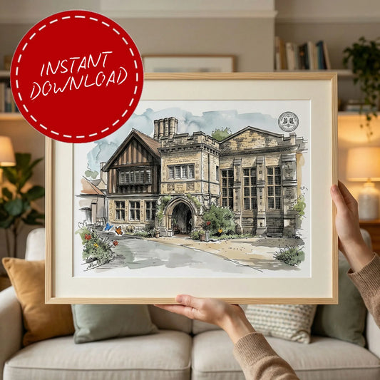 Jesmond Dene House Wedding Venue Illustration Newcastle North East England
