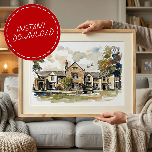 Mitton Hall Wedding Venue Illustration Clitheroe Lancashire