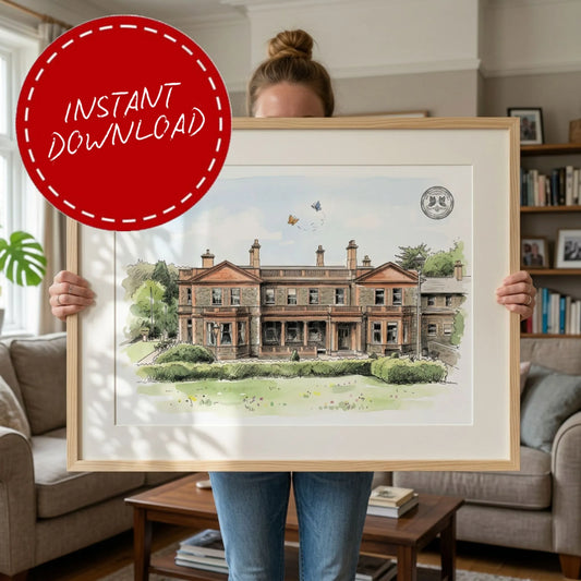 Cultra Manor wedding venue illustration