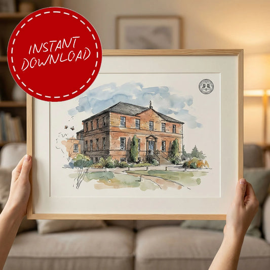 Newton Hall – Wedding Venue Illustration (Newton‑by‑the‑Sea)