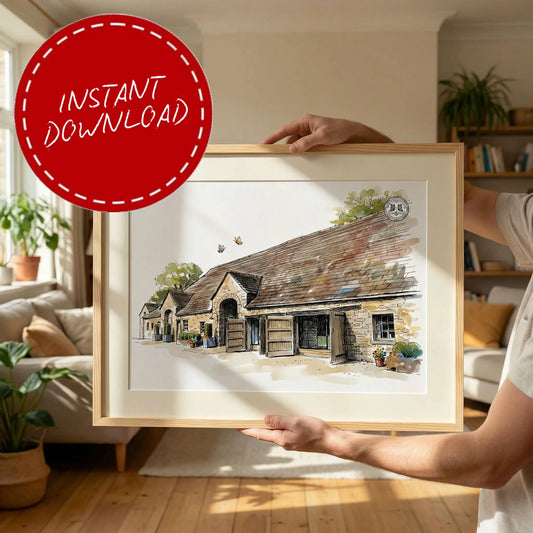 The Tithe Barn – Wedding Venue Illustration (Bolton Abbey)